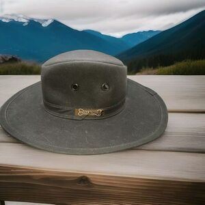 NWT! Genuine Driza Bone Oilskin Australian Hat Drk Brown Sz Small